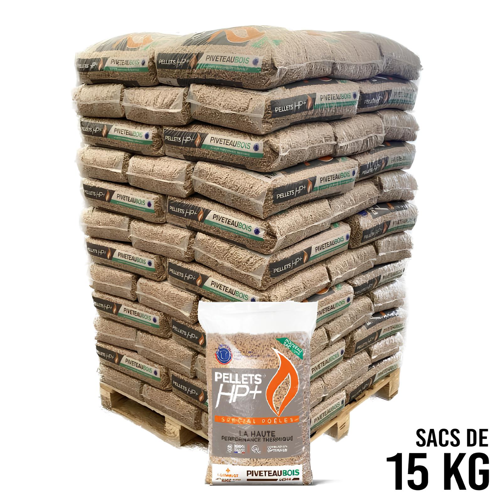 Granulés de bois HP+ – Piveteau – sacs de 15kg